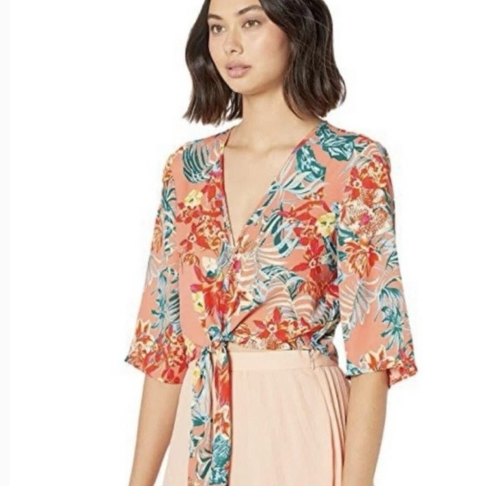 BCBG MAXAZRIA Multicolor Tropical Crop Top Multicolor Women’s Size XS Resort